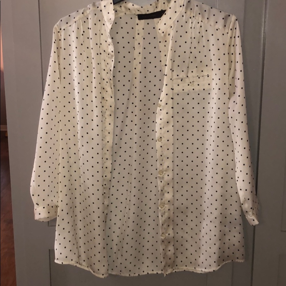 White polka dot blouse